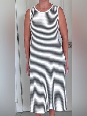 BB Dakota by Steve Madden Sleeveless Striped Maxi Dress in Gray and White